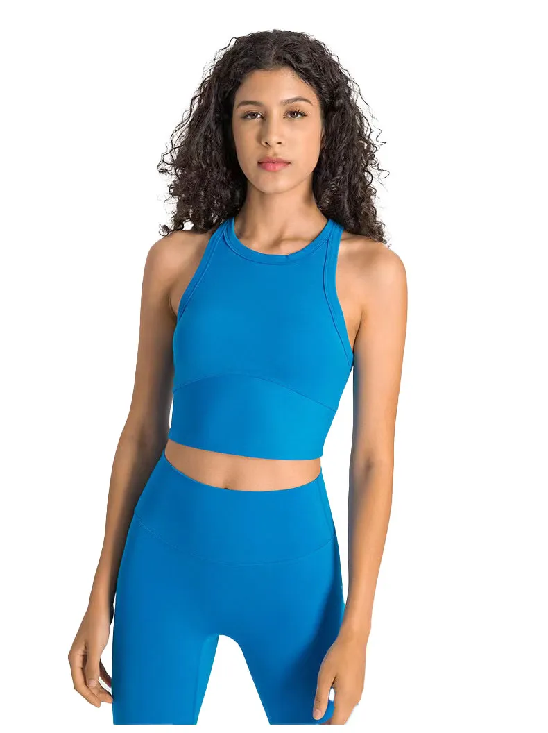 Vrouwen naadloze yogaset mouwloze hoge taille crop top sport leggings Active Wear Gym Suit workout kleding 8 kleuren actieve sets voor vrouwen