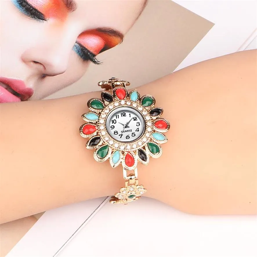 Gold watch women regarde dames cristal bracelet women's weme weme relogio feminino montre fémme wrists216p