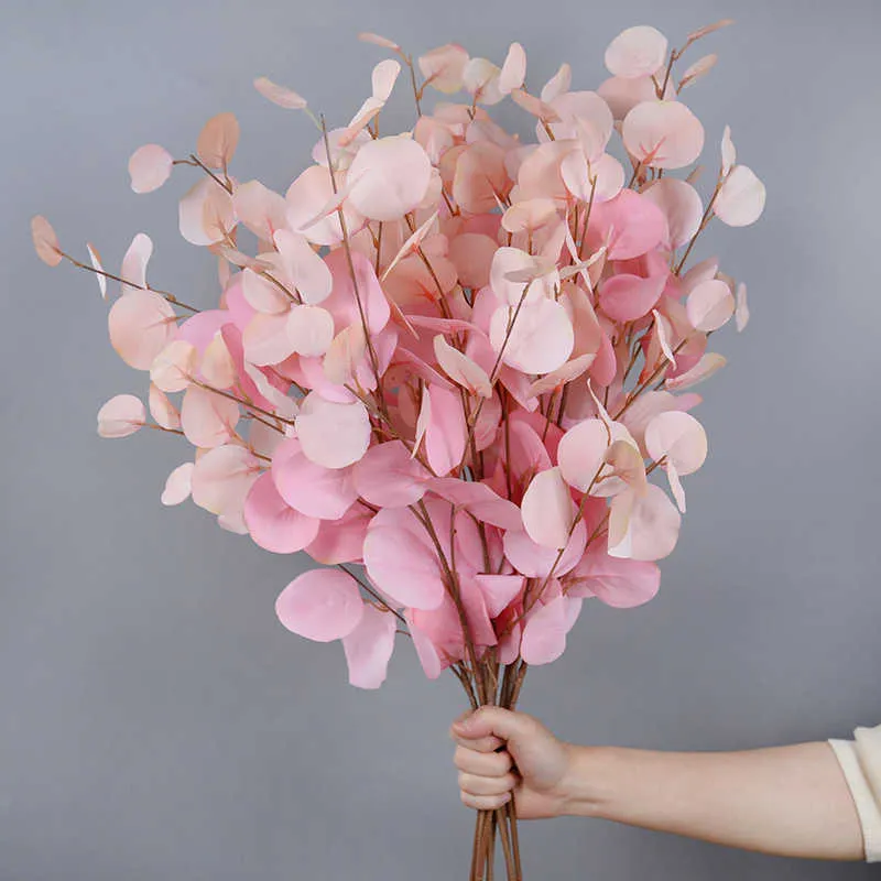 87cm Artificial Eucalyptus Bouquet Plastic Fake Flowers Plants Leaves For Home Living Vase Decor Wedding Birthday Party Supplies