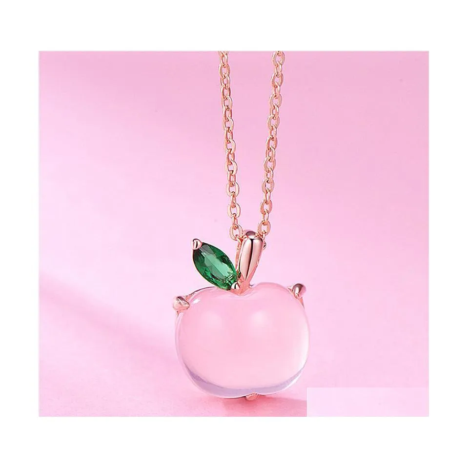 Anhänger Halsketten Apple Naturstein Kristall Modeschmuck Für Weibliche Frauen Geschenk Sier Gold Kette Halskette Hjewelry Drop Lieferung P DHSYX