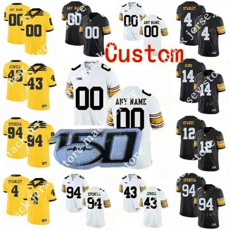 American College Football Wear College IOWA Hawkeyes Camiseta de fútbol NCAA College 7 Spencer Petras 84 Sam LaPorta 4 Nate Stanley 28 Toren