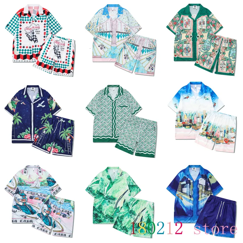 Herrespår multi versioner mönster tryckning Hawaii Style strand havssidan kort set hip hop casual skjortor kortpant män kvinnor passar casa 230206