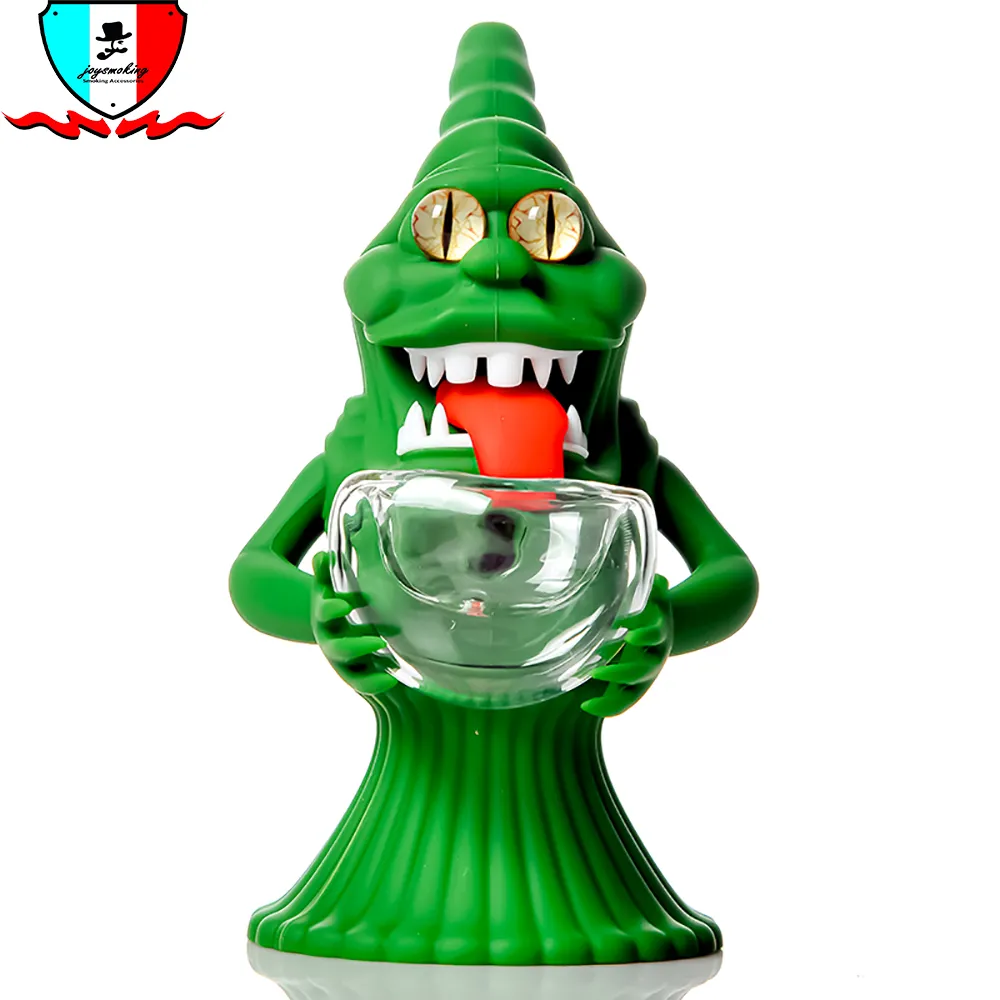 Acessórios para fumar Monster Silicone Water Pipe com prato de vidro Tubos de silicone para Dab Rigs Glass Bong