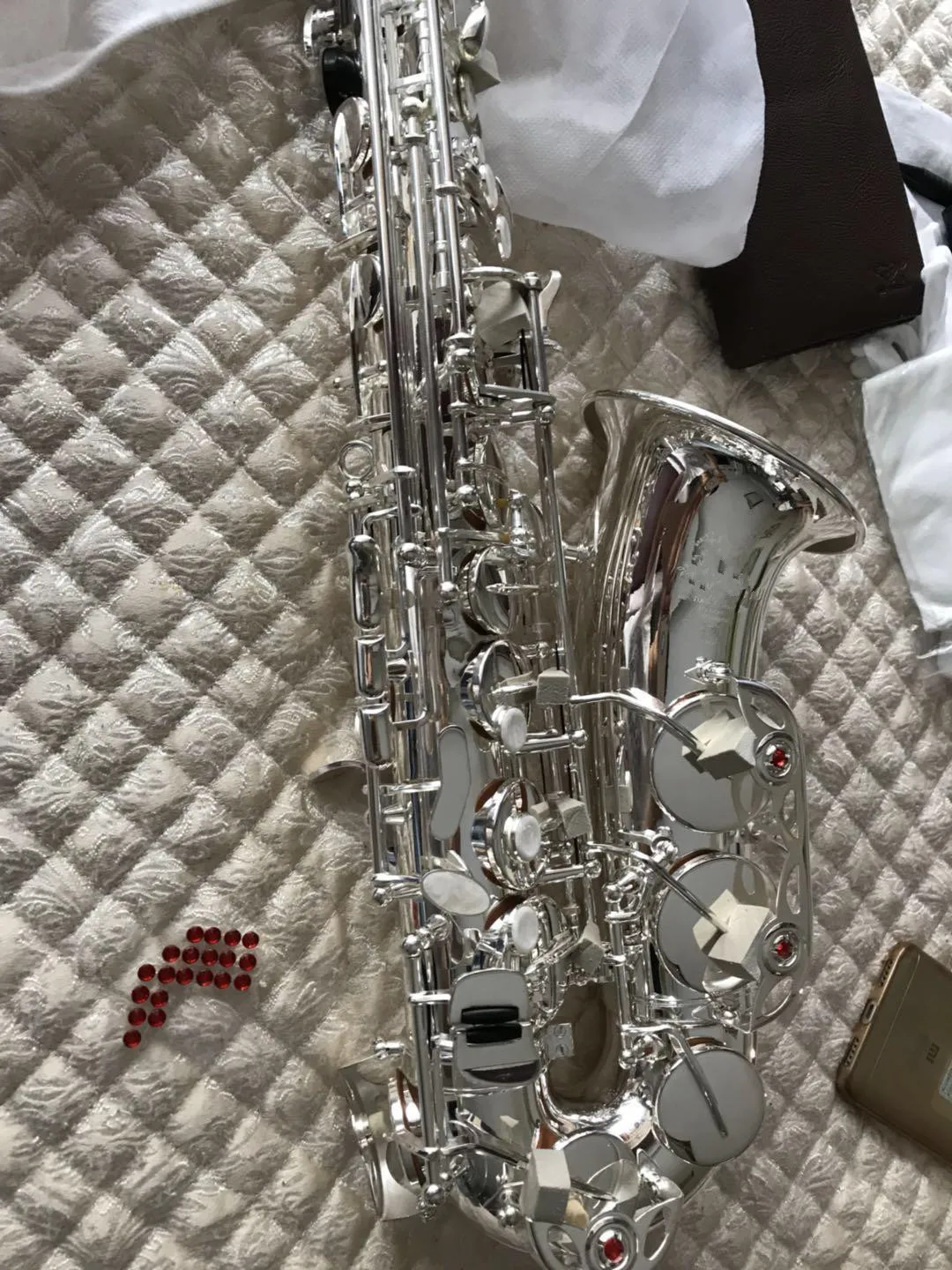 Mark VI Sax Model Silver E Flat Alto Saxophone Professional Level Musikinstrument EB med fallstillbeh￶r