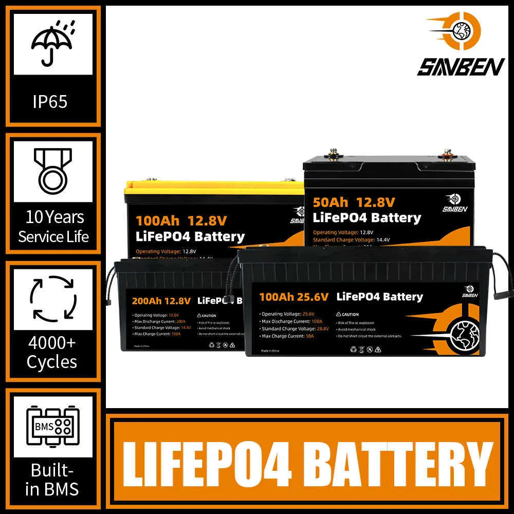 12V 100Ah 200Ah Lifepo4 Battery Pack 24V Grade A Lithium Iron Phosphate Cells Built-in BMS For Boats Motor RV Campers Golf Carts