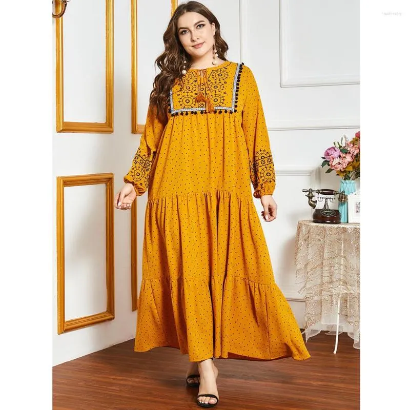 الملابس العرقية Abaya Style Style Embroidery Long Long Vintage مسلم للنساء في المساء المسائي الإسلامي الأزياء التركية