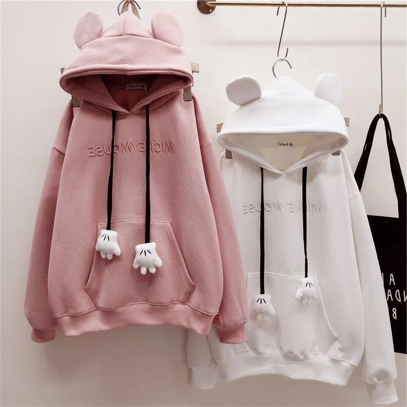 Dames hoodies sweatshirts vrouwelijk sweatshirt kawaii hoodies cartoon beer oren hoodie pullover sweatshirt Korean casual losse harajuku oversized hoodie 230207