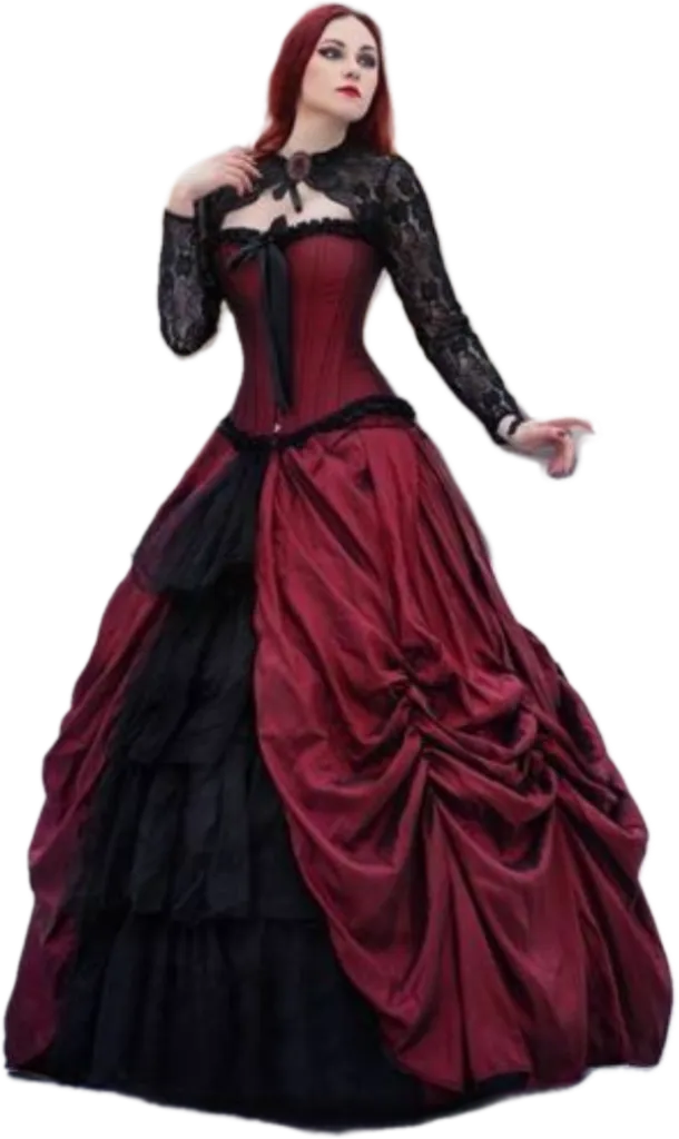 Risparmia alla grande su Abiti Da Sposa Vittoriani Neri E Rossi Abito Da  Sposa Vittoriano Rosso Nero Gotico 2024 Abito Medievale Robe De Mariee in 