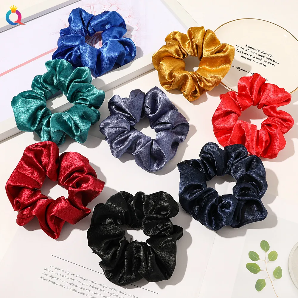 37 Colors Simple Ins Hot Large Satin Scrunchies Solid Oversize Hair Ropes for Women Girl Hair Bands Tie Gum Elastics Ponytail Holder Headwear 2335