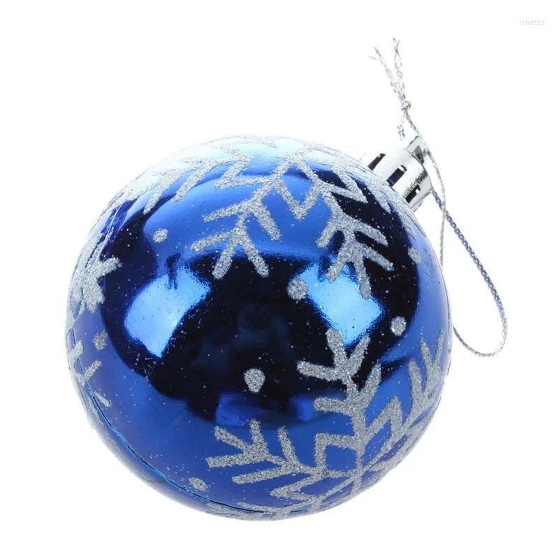 Christmas Decorations 6pcs Tree Balls Diameter 6cm Snowflake Color Drawing Ball Xmas Party Wedding Ornament