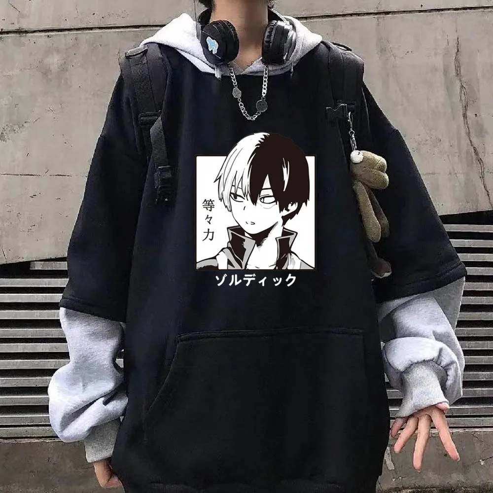 Herrtröjor tröjor anime min hjälte akademi tryckt hoodie unisex rolig så Todoroki länge ärm hip hop tröja 230206