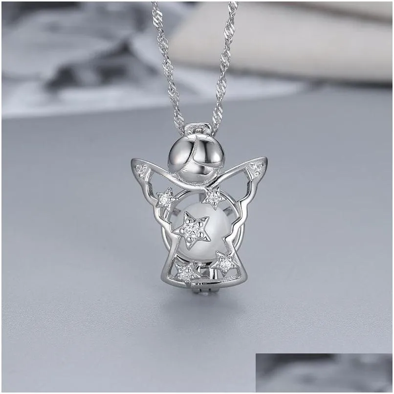 Lockets Factory Outlet S925 Sterling Sier Star Pendant Fashion Creative Pentagram Pearl Cage Necklace Diy Jewelry Manufactur Dhgarden Dhim6