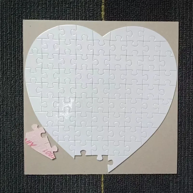 Sublimation blanc coeur Puzzles bricolage Puzzle papier coeurs amour forme transfert impression blancs consommables enfant jouets cadeaux