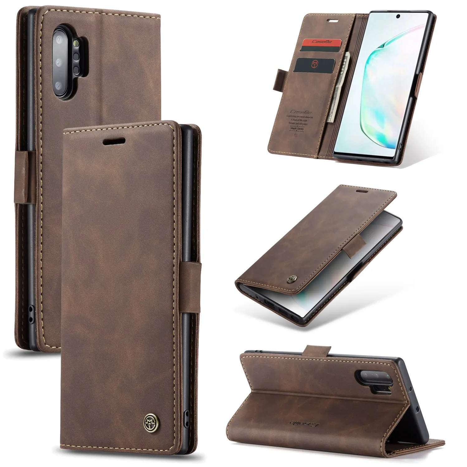 Luxus-Handyhüllen für Samsung Note 10 Plus, Brieftasche, magnetisches Leder, PU, TPU, CaseMe 013-Hülle