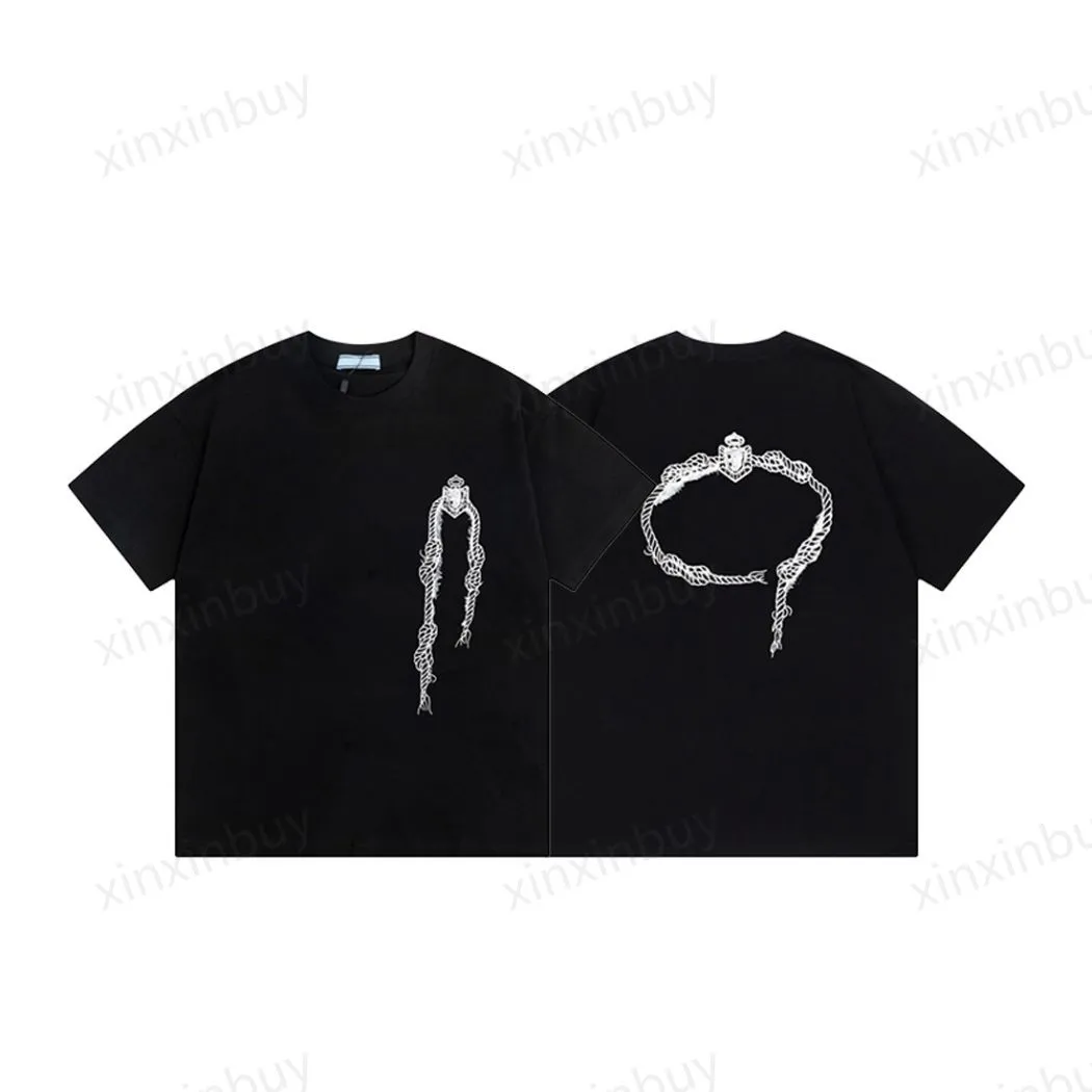 xinxinbuy Men designer Tee t shirt 23ss Collana stampa etichetta lettere cotone manica corta donna bianco nero verde blu M-2XL
