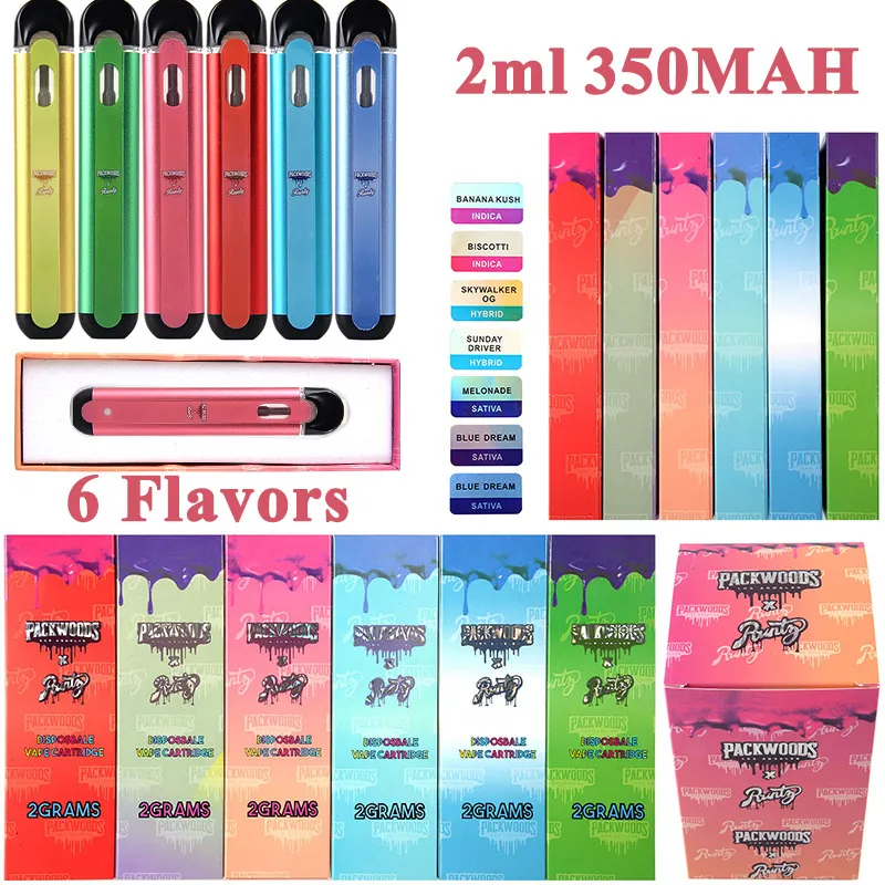 2ml Packwoods Disposable Vape Pens Rechargeable E Cigarettes Thick Oil