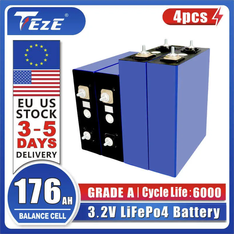 4 pièces 3.2V 176AH Lifepo4 Batteries rechargeables pour l'énergie électrique PV RV UPS stockage d'énergie solaire domestique inventaire ue US hors taxes