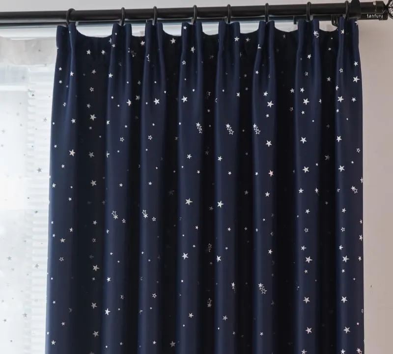 Tenda moderna blu navy stampata stella tende oscuranti per soggiorno camera da letto per bambini finestra trattamento per bambini finito