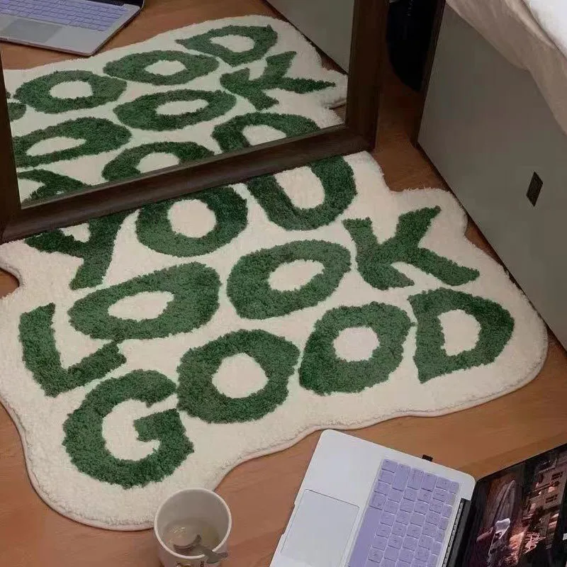 Alfombra con letras, alfombrilla para cabecera, suave y afelpada, para baño, alfombrilla para suelo, felpudo para dormitorio de niños, alfombra decorativa estética para la habitación del hogar 230207