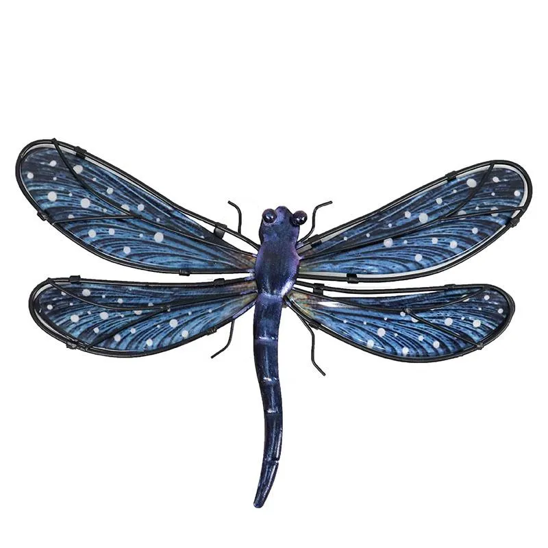 Trädgårdsdekorationer Metal Dragonfly Wall Artwork for Decoration Miniaturas Animal Outor Statyes and Sculptures Yard DecorationGarden