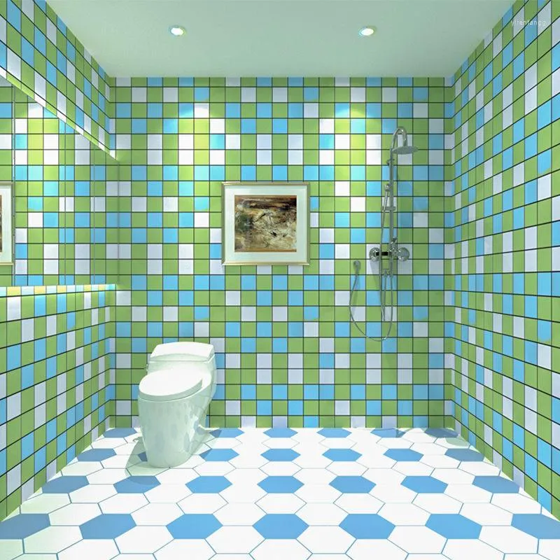 Carte da parati Adesivi per WC da bagno Impermeabile da parete Pavimento autoadesivo Cucina a prova di olio Piastrelle Home 3D Wallpaper