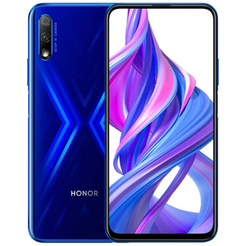 Huawei Honra original 9x 4G LTE celular celular 4 GB RAM 64 GB ROM Kirin 810 Octa Core Harmonyos 6,59 polegadas Tela inteira 48.0MP ID da impress￣o digital ID