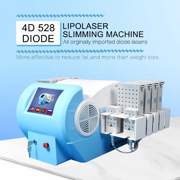 Portable LIPO LASER 528PCS 12 PADS 4 v￥gl￤ngd 635nm 660nm 810nm 980nm 4d Lipolaser Body Slimming Machine f￶r utrustning f￶r celluliter