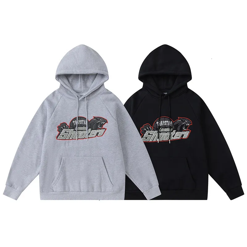 Herrtröjor tröjor fw Trapstar London hoodie män kvinna tiger handduk broderi skyttar bokstäver pullover hög kvalitet fleece hooded tröjor 230207