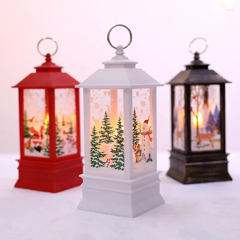 Kerstdecoraties leidden thee -lichtkaarsen kooien Kaars met houder met houder Santa Candlestick Simulation Decoratie