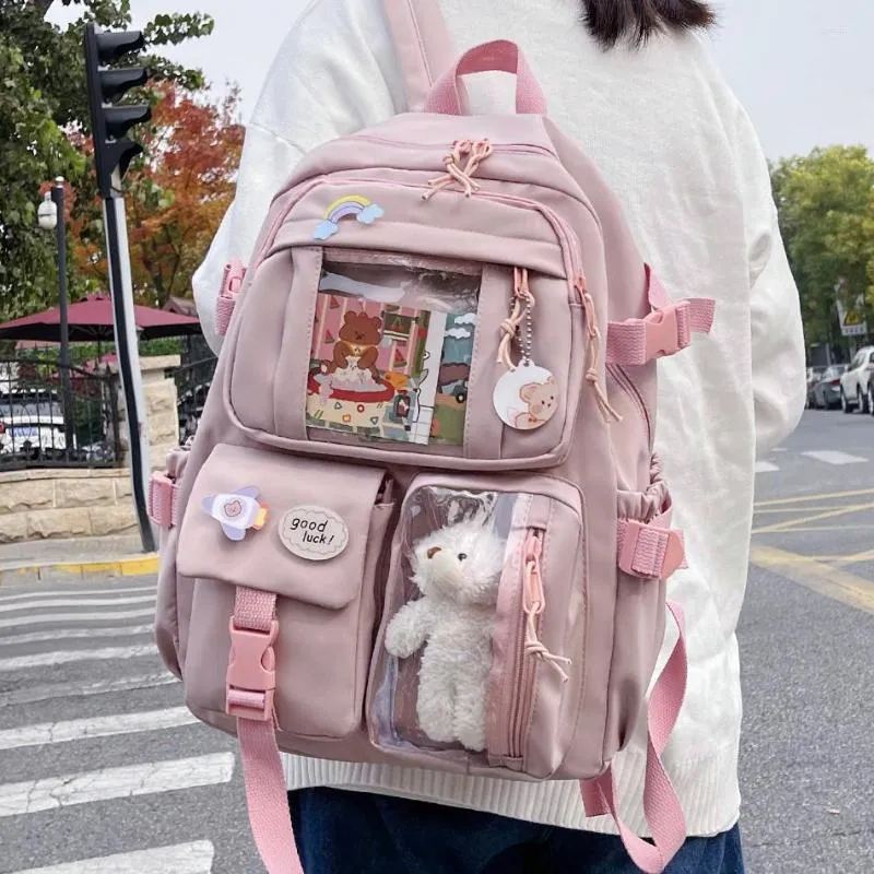 Schultaschen 2023 Nette Damen Rucksack Wasserdichte Nylon Rucksäcke für Teenager Mädchen Multi-Pocket Lady Kawaii Laptop Buch Pack Mochila