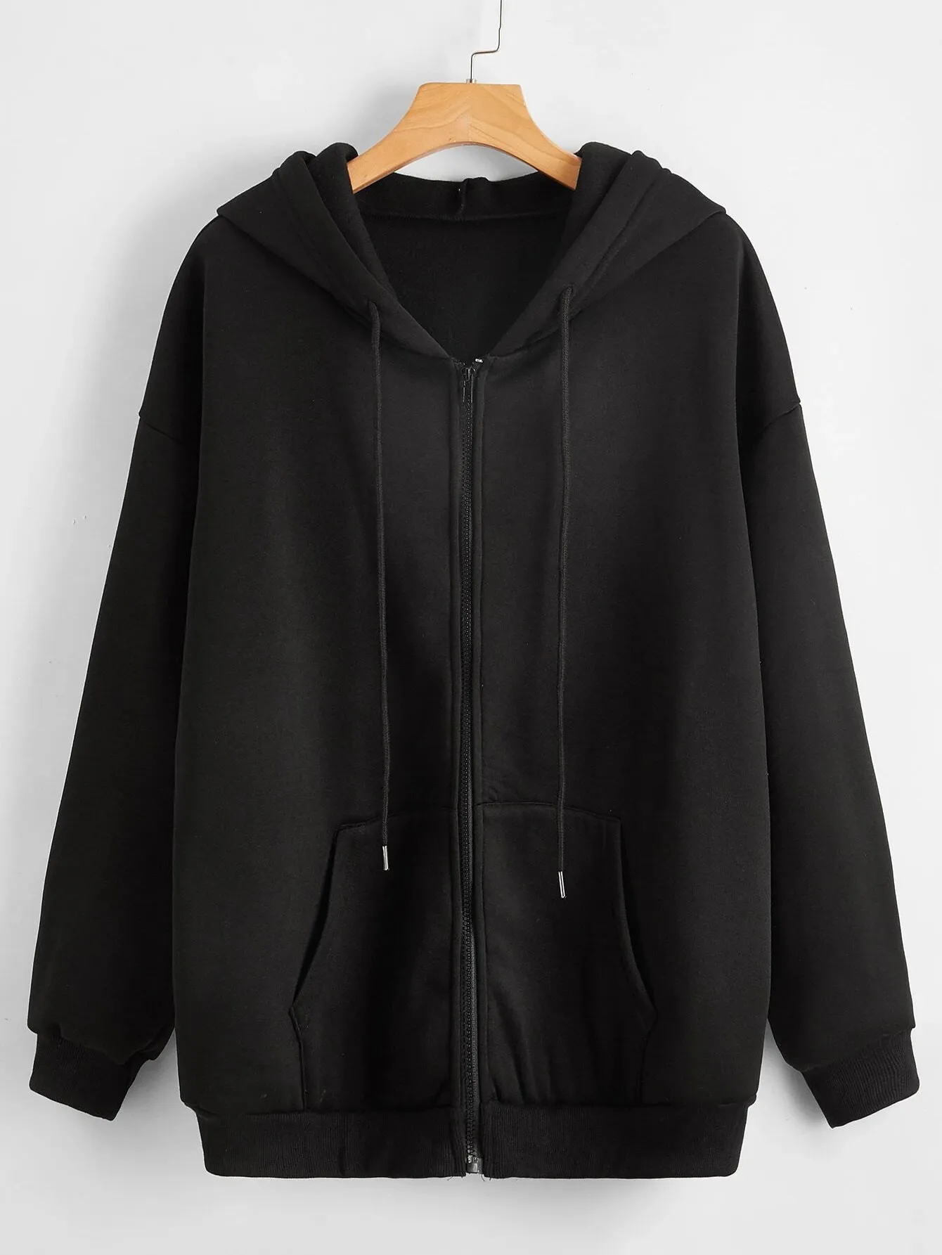 Kvinnors hoodies tröjor Y2K klädhuvtröja Sweatshirt Solid dragsko Zip Up Drop Shoulder Hoodie Women Oversize Coat Harajuku Streetwear Tops 230207
