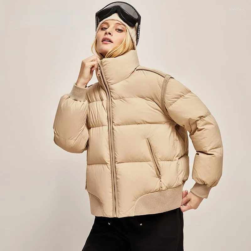 Casacos de trincheira feminina Autumn e Winter Women's Down Jacket Edition of the Small Bread Duck Warm Women Coat