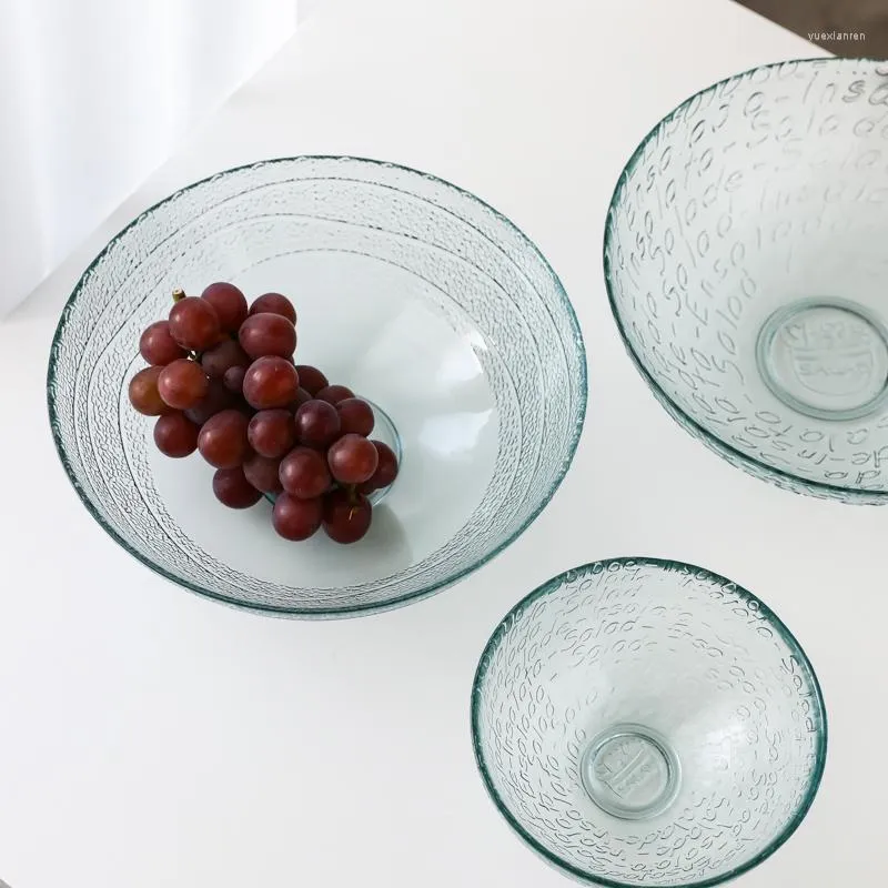 Plates Large Salad Bowl Fruit Tray Environmental Protection Vintage Blue Anti-slip Glass Plate