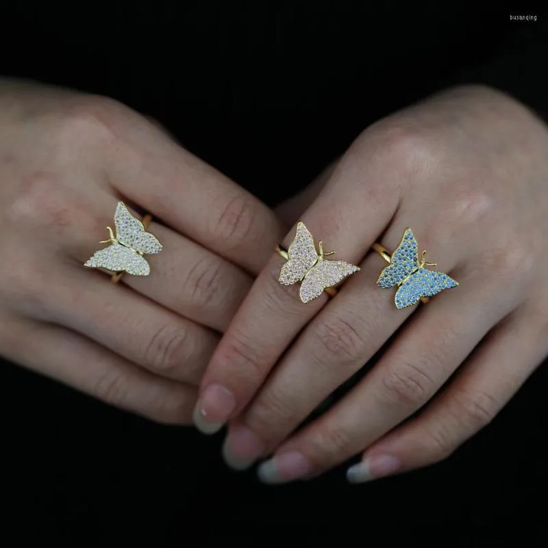 Butterfly Wedding Ring 2023 Cute Lovely Butterfly Ring Gold Color White