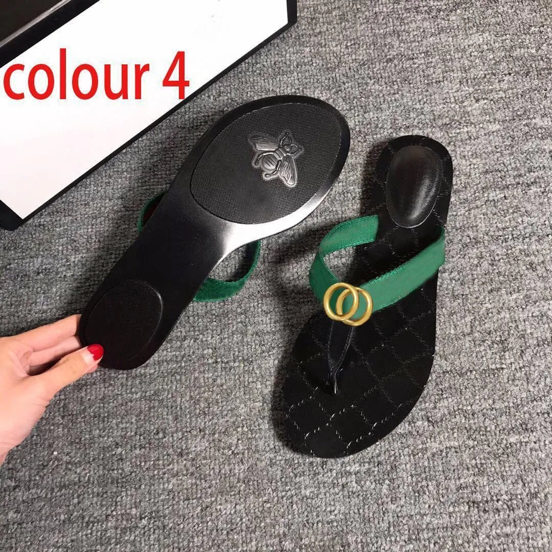 Men Slippers Women Shoe Beach Slides Flat Slipper Designer Shoes Sandals Lady Loafers Flip Flops Big Summer Rubber Bottom Metal Button Size 35-45