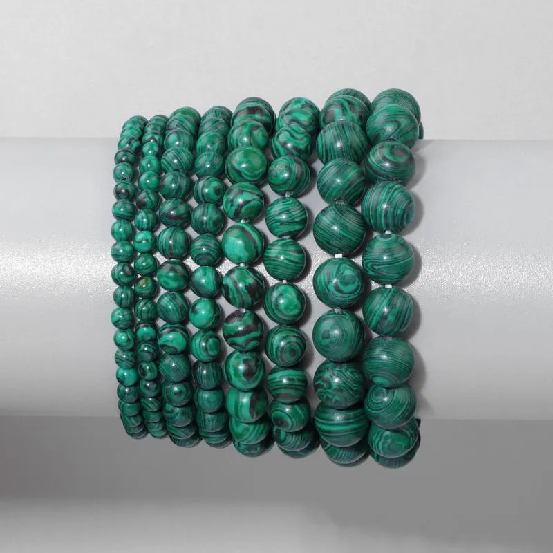 Strand Malachite Beads Bracelet For Men Natural Stone Quartz Stretch Bracelets Women Trendy Yoga Healing Jewelry 4 6 8 10mm Bangles