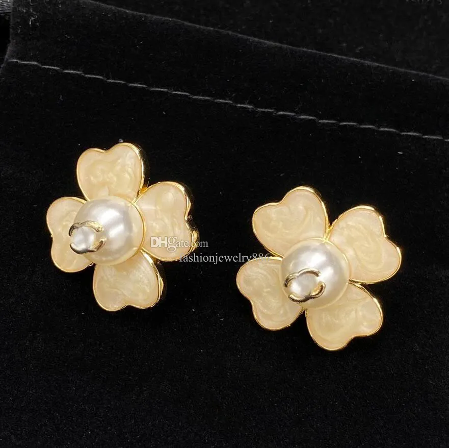 Mode Or 925 Argent Oreille Stud De Luxe Designers Fleur Boucles D'oreilles Femmes Célèbres Boucle D'oreille De Noce Jewerlry