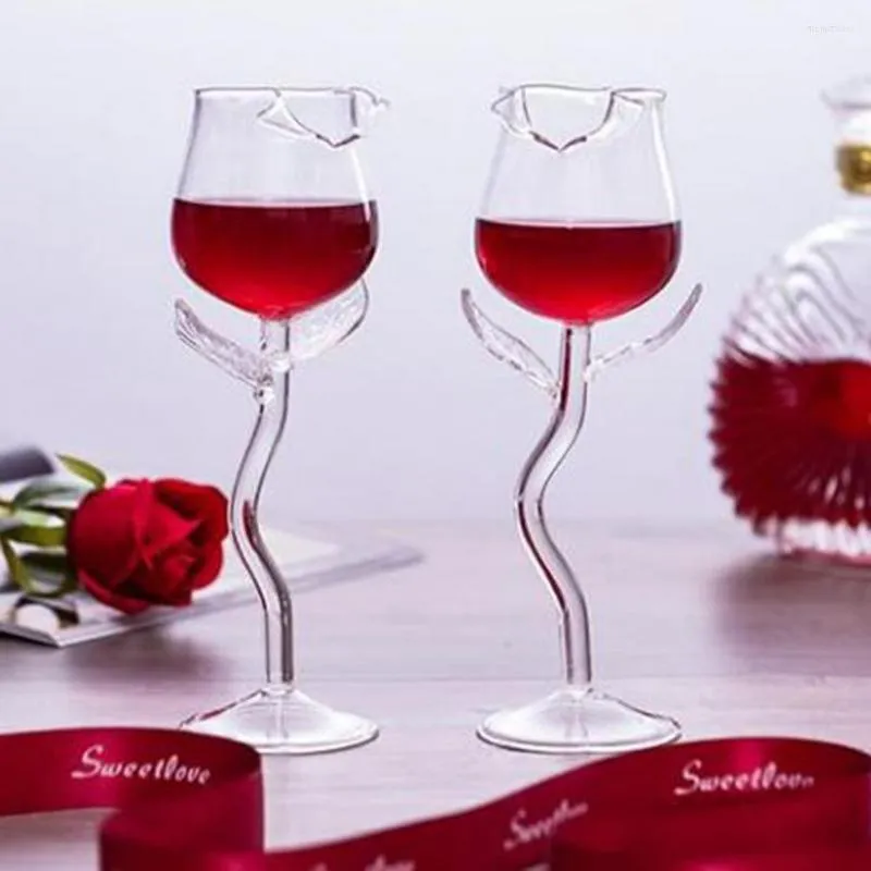 Verres à vin en forme de Rose, 1 pièce, mode romantique, tasse transparente délicate, gobelet Portable pour cadeaux de fête à la maison
