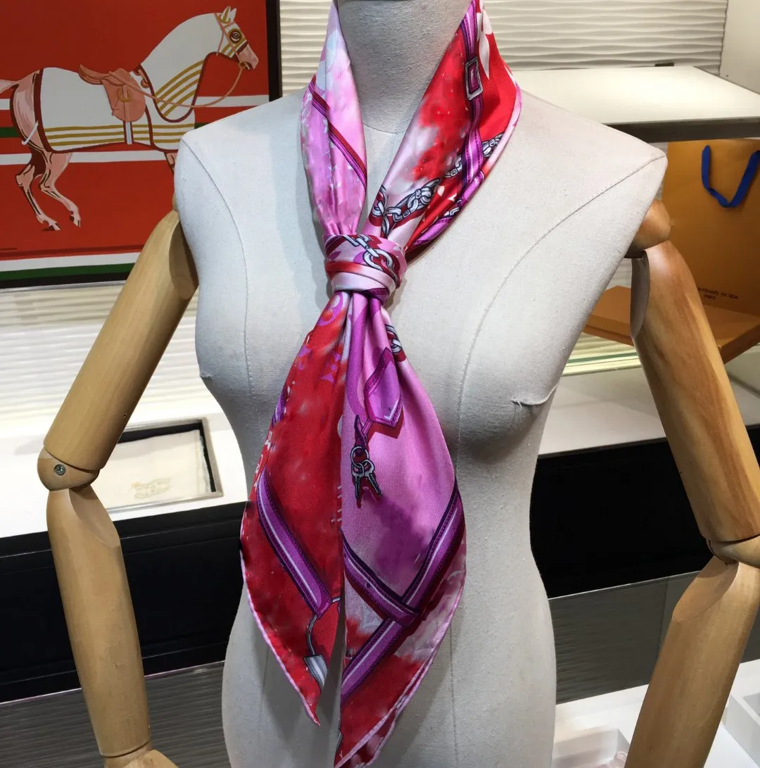 high brand designer 100% silk small scarf fashion women scarves 90cmx90cm womans headband without box