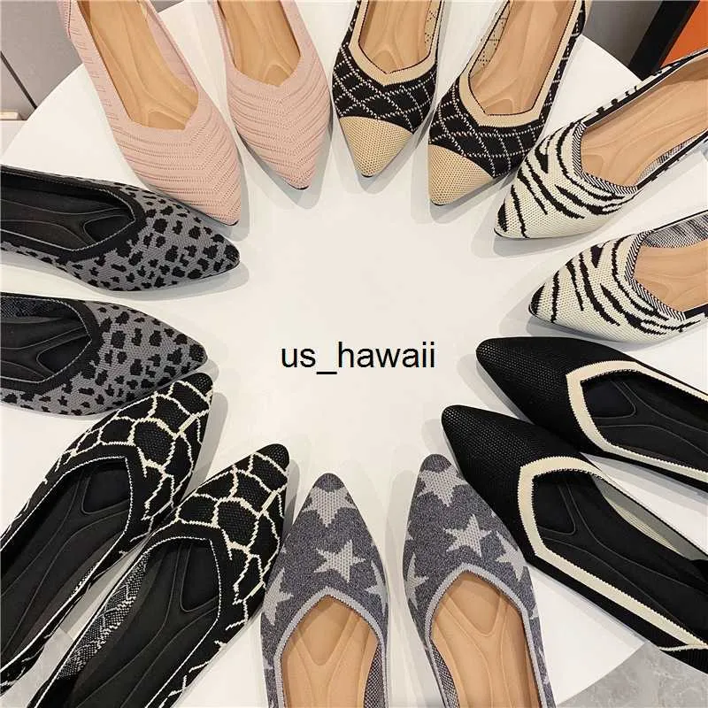 Dress Shoes New Spring Autumn 2022 Pointed Toe Single Shoes Women Knitting Boat Shoe Shallow Comfortable Flat Shoes Soft Pregnant Woven Shoe T230208