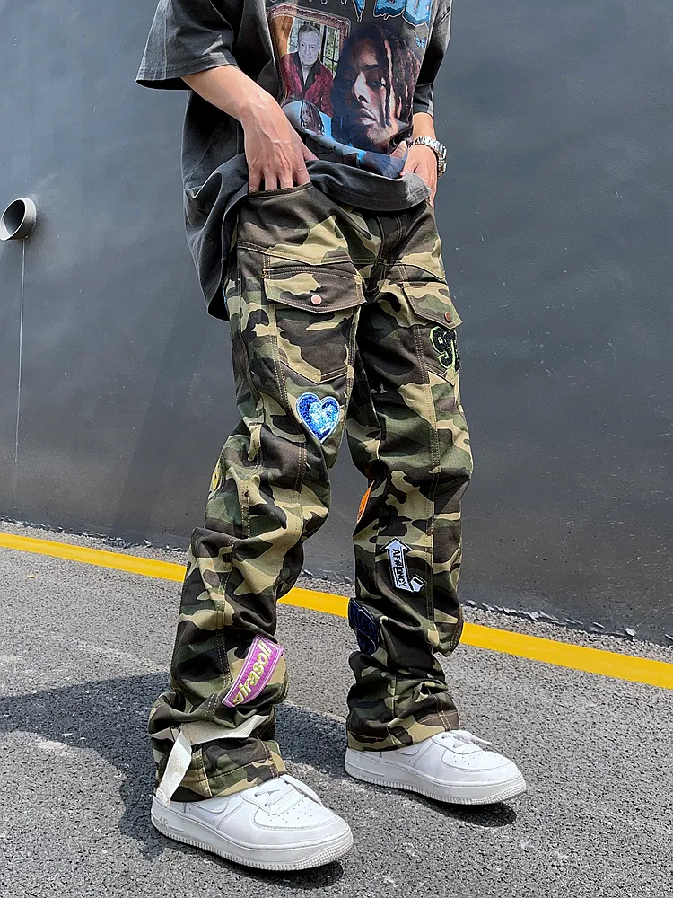 Mens Camo Cargo Streetwear Jeans Oversized Baggy Hip Hop Mens Camo Cargo Streetwear Jeans Oversized Baggy Hip Hop