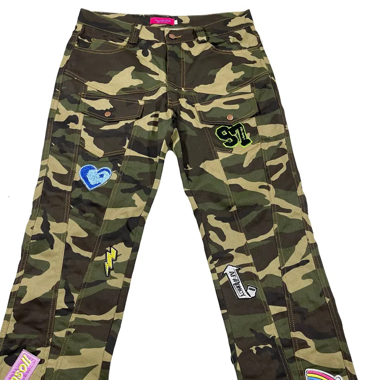 Mens Camo Cargo Streetwear Jeans Oversized Baggy Hip Hop