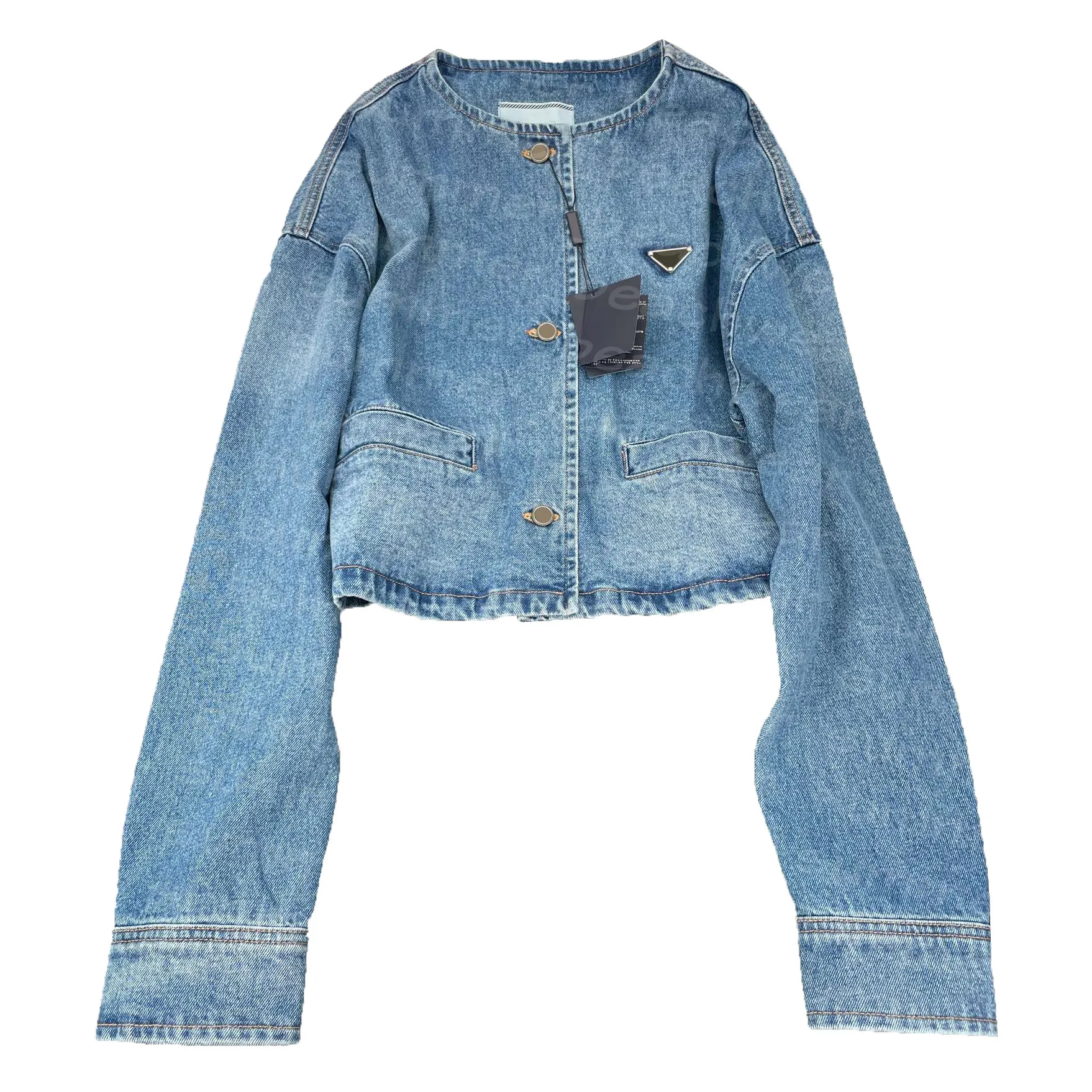 Giacche di jeans vintage Donna Giacca corta blu Primavera Estate Cappotto leggero Cappotti firmati a maniche lunghe