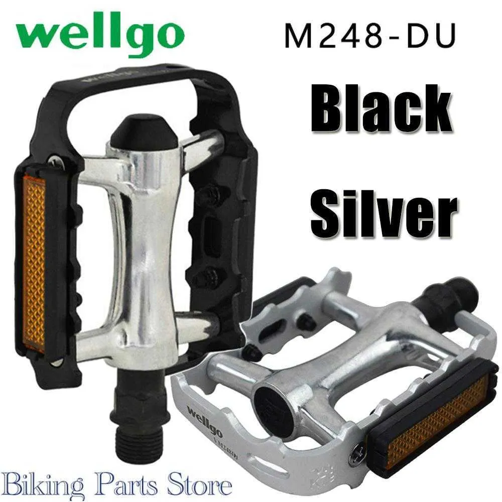 Pédales de vélo WELLGO pédales à roulement ultralégères M248 pédale de vélo de route accessoires vtt M248DU alliage d'aluminium noir argent pièces de vélo de montagne 0208