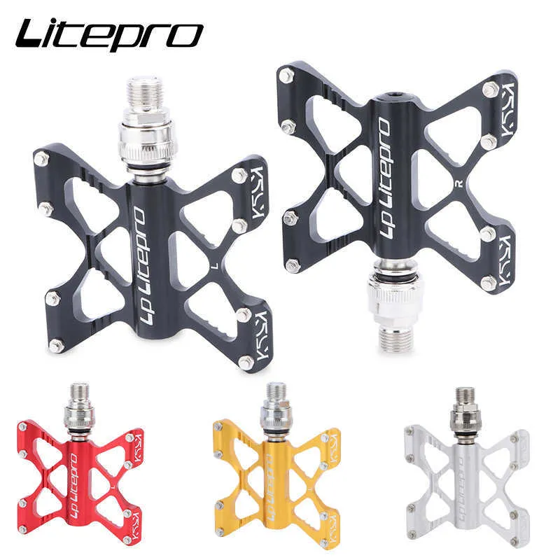 Bike Pedals LP Litepro Quick release Pedal Widened Non-slip ultralight Aluminum Alloy DU Sealed Bearing Folding Bike Pedals MTB Bicycle part 0208