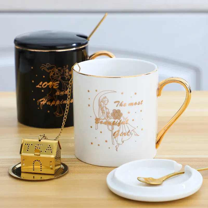 Couple créatif tasses avec couvercle et boules de thé cadeaux de douche nuptiale pour la mariée et le marié cadeaux de fiançailles cadeaux mari et femme