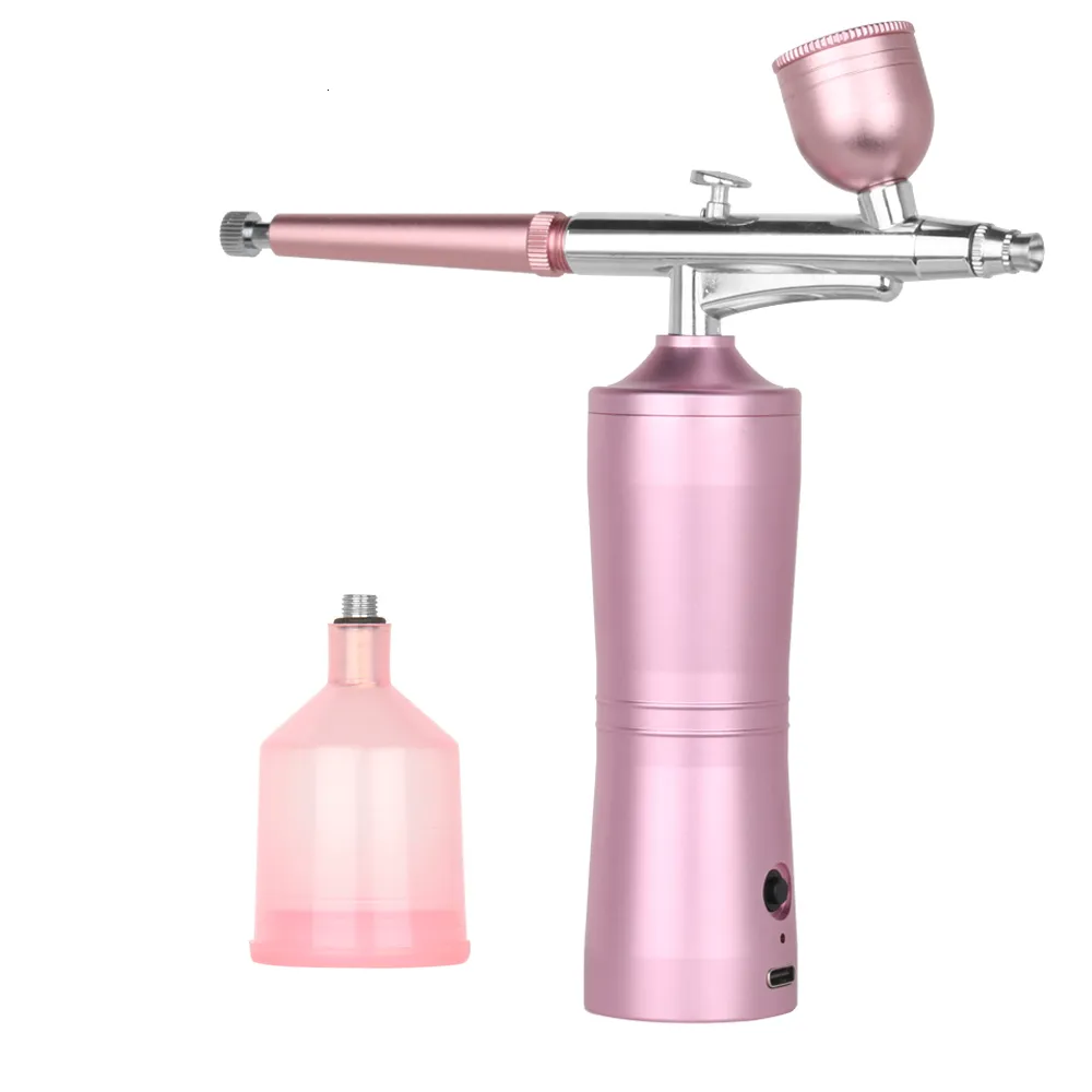 Ansiktsvårdsenheter Bärbar luftkompressor Trådlös syreinjektor Nano Mist Sprayer Pistol Airbrush Makeup Skin Moisture SPA Set 230208