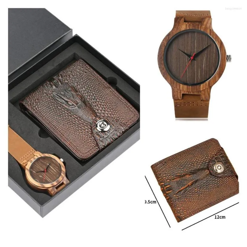 Нарученные часы минималистские коричневые деревянные часы Quartz Движение мужские часы