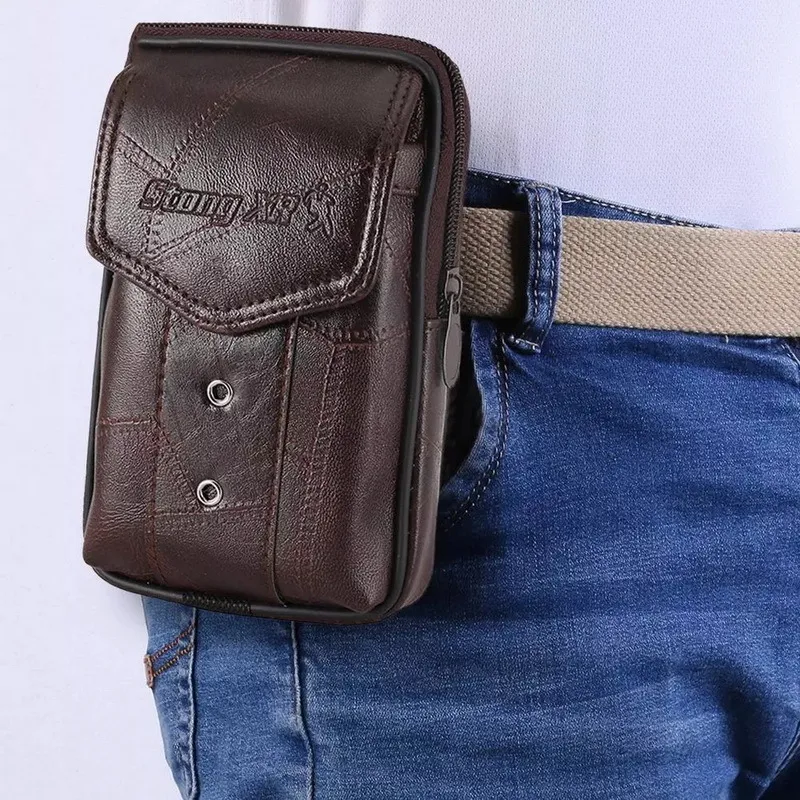 Bel çantaları erkekler cowhide deri fanny çanta klasik doku yaratıcı hassas tasarım şık iş katı cep telefon kemeri serseri poşeti 230208