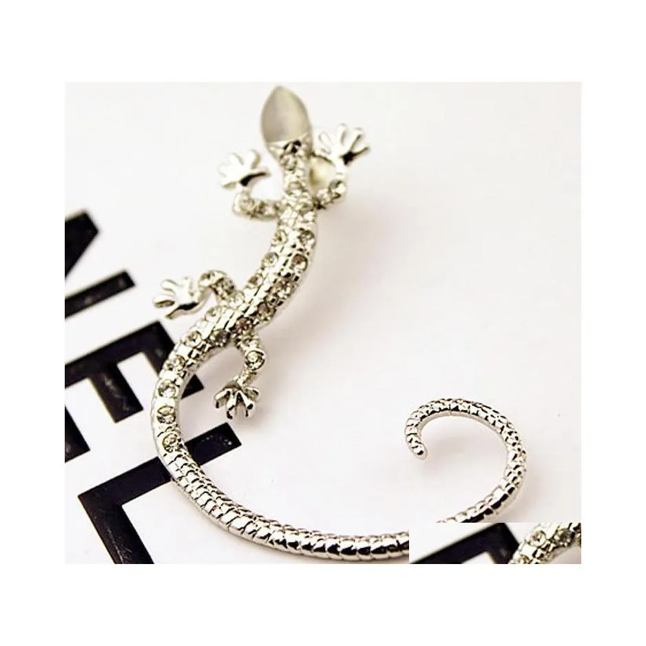 Clip-on schroef terug CIP op oorbellen mode steeg ear manchet luxe elegant ros￩goud overdreven Gecko Lizard stud druppel levering dhxd3